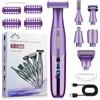 Anluomania Rasoio Elettrico Donna 6 In 1, Depilatore Corpo Donna, Rasoio Donna Inguine, USB-C Ricaricabile, Display LCD, Uso a Secco/Bagnato, per Bikini, Ascelle, Gambe, Sopracciglia e naso
