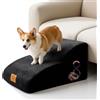 MASTERTOP Scale per Cani Estesa a 2 Gradini, Ampia Scala in Schiuma ad Alta Densità per Animali Domestici, Scaletta Antiscivolo per Animali Anziani/Feriti con Copertura Rimovibile (Nero)