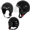A-PRO Casco Jet Demi Scooter Moto Omologato ECE 22 Visiera Antigraffio Nero M