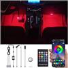QAUBEN 64 colori Auto illuminazione ambientale Footwell RF telecomando + APP controllo multicolore musica auto atmosfera illuminazione decorativa kit 1W DC 12V-24V