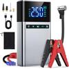 QUUGAR Booster batteria per auto 12 V 10000 mAh con compressore ad aria 150 PSI | Avviatore portatile per batteria auto con display LED, per benzina e diesel, pinze intelligenti, power bank