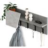 Shally Dogan Mensola Appendiabiti da Parete con 4 Ganci Doppi, Scaffale Attaccapanni da Muro con Struttura Salvaspazio Design Moderno, Ideale per Ingresso Casa, Ufficio, 74 x 15.5 x 26 cm