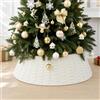 SilverChry Collare per Albero di Natale, Copri Base Albero di Natale 60x40cm, Gonna per Alberoo di Natalizio Tronco con Paillettes, Christmas Tree Collar-Decorazioni Natalizie (Rattan bianco)