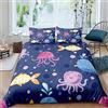 Loussiesd Underwater World, set di biancheria da letto per bambini, ragazzi, ragazze, ragazzi, pesce, meduse, polipo, balena, carino, cartone animato Sealife, biancheria da letto in microfibra, 3 pezzi,