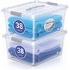 PROFUN Grande scatola portaoggetti con coperchio, set da 2 x 38 l | Grande scatola di plastica con coperchio, impilabile, contenitore con coperchio, 38 l, set da 2