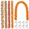VEEKAY 4 Pezzi Ghirlande di Foglie d'Acero Artificiali,Ghirlande Autunnali | 2.4m Decorazione Autunnale con 8 Luci LED per Interni Esterni,Camino,Feste di Ringraziamento, Decorazione Halloween