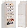 Generic Scarpiera multiuso da appendere alla porta con coperchio, 7 ripiani antipolvere da appendere con 8 grandi tasche profonde, porta scarpe salvaspazio per armadio, dormitorio, 3 ganci (beige 7 strati con