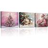 PIY PAINTING 3 Pezzi Tema Natale Stampe Da Parete, Babbo Natale Quadri Con Cornice, Stampe D'Arte, Canvas Quadri Per Camera Da Letto, Quadro Decorazione Murale Adatto Soggiorno Corridoio 30cmx30cm