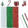 Shining She 200 Pezzi Scovolini Colorati per Lavoretti Glitter Pipe Cleaner | Natale Scovolini Ciniglia Colorati Verde Rossi Bianchi Colori Glitterati 30cm per Artigianato Fai da te Decorazioni Natalizie