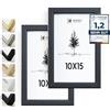 Heimlich® 2x Cornice 10x15 cm Cornice in legno nero | Cornice per documenti 10x15 cm Grande Collage | Cornice in legno Cornice in legno Poster in vero legno | Cornice 10x15 Cornice per foto