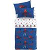 Caleffi Completo Lenzuola Singolo Marvel Spiderman 100% Cotone - Set Letto Bambini con Lenzuolo Sotto Angoli 90x200+25, Sopra 155x280 e Federa Double Face 50x80 cm