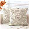 Artscope 2 Pezzi Halloween Federe in Lana Corta Velluto Copricuscini Morbido Decorativo autunnale Fodere per Cuscino Lusso Stile per Divano Camera da Letto Zucca Foglie di Acero Beige 50x50 cm