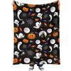 VorErgyllic Coperta di Halloween morbida peluche ragnatele pipistrello zucca coperta | Calda e accogliente flanella nera decorazione di Halloween per festa divano camera da letto 100x150cm