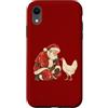 White Leghorn Christmas Art Custodia per iPhone XR Babbo Natale bianco Livorno Pollo Vintage