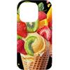 Verspieltes Sommer-Design Custodia per iPhone 14 Pro Bicchiere per gelato colorato con frutta