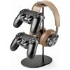 Selius Supporto per controller e cuffie, in alluminio e legno, per controller e cuffie da gaming