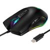 Justdfine Mouse da gioco cablato USB C silenzioso clic 4 colori RGB retroilluminazione mouse ottico tipo C con cavo da 1,8 m 3200 D-PI 6 tasti Mouse ergonomico per PC Computer Laptop Desktop Mac