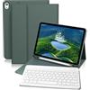 GKABXY Custodia con tastiera per iPad (A16) 10/11 generazione, 10,9/11 pollici, (2022/2025), cover posteriore in TPU morbido con portapenne, tastiera Bluetooth rimovibile magnetica, layout QWERTZ