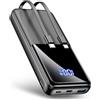 CFIAI Power Bank Carica Rapida, 26800mAh Caricatore Portatile, Grigio Lupo | Cavi Integrati USB-C&iOS, Carica 4 Insieme, Display LED, Powerbank 22.5W Compatibile con iPhone 17/16 Android, TSA Approvato