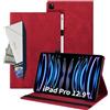 Auslbin Cover Compatibile con iPad Pro 12.9 6a/5a/4a Generazione Custodia di Tablet in Pelle PU in Stile Classico Anti-Fall Case di Scheda Protettiva con iPad Pro 12.9 2022/2021/2020 Rosso