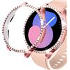 DEALELE 2-Pezzi Cassa Compatibile con Samsung Galaxy Watch 4/5 (40mm / 44mm), Bling Strass Diamante PC Anti-collisione Custodia protettiva Cover, Rosa + Trasparente
