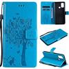 Zicgxin Cover per Oppo A53s/A53, Custodia a Libro Portafoglio Antiurto | similpelle, motivo retrò gatto e fiori in rilievo, chiusura magnetica, slot carte, supporto, antigraffi