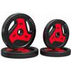 SPORTNOW Set di 4 Dischi Palestra da 20/25/30 kg Totali | Dischi Pesi, Foro Ø25 mm, in PP e Cemento, Maniglie, Pesi per Bilanciere, Allenamento Fitness per Palestra Casa, Nero e Rosso
