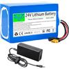 WSDAV Pacco Batteria al Litio da 24 V Ricaricabile con Caricabatterie | Batteria al litio da 24 V, 10AH 12AH 15AH 20AH 25AH 30AH batteria di ricambio, involucro in PVC, connettore: DC+XT60