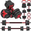 SPORTNOW Set Manubri Regolabili 5 in 1 da 20/25/30kg Totali, Nero e Rosso | Set Pesi Palestra Utilizzabile come Kettlebell, Manubri, Bilanciere, Supporto per Flessioni, Allenamento a Palestra Casa