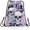 Generic Sacca sportiva Flowers Skull Sacca Coulisse uomo e donna 36x42cm | Sacchetti poliestere Sacca da Ginnastica per Palestra Best Friends spiaggia