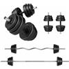 SPORTNOW Set di Manubri Regolabili 3 in 1 da 50kg, Set Pesi Palestra | Bilanciere Dritto, Barra EZ, Manubri, Impugnatura Antiscivolo, per Uomini Donne, Allenamento Fitness Forza Casa Palestra