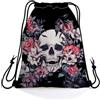 Generic Borsa con coulisse Flowers Skull Sacca Zaino Sportiva Festa 36x42cm | Sport String Zaino Carino Sportiva Sacche per Palestra yoga Viaggio