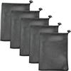 Cabilock 5 Pezzi Sacca a Rete Coulisse, 20x30 CM, per Palline da Golf | Poliestere Nero, Chiusura Cordino e Apertura Ampia, per Sport All'aperto e Allenamento