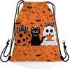 Generic Sacca Coulisse Pumpkin Cat Black Spook Sacche Sportive quotidiano 36x42cm | Gym Sacco poliestere Sacca sportiva per Adulti Palestra Best Friends
