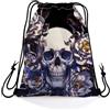 Generic Borse da Palestra White Flowers Skull Gym Sacco Adulti 36x42cm | Sacca Coulisse resistente Palestra Borsa per sport Palestra Viaggio