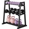Yaheetech Porta Manubri a Forma di A Regolabile 3 Livelli Fino a 455 kg | Rack Fitness in Metallo per Carichi Pesanti Design Salvaspazio Conservazione Ordinata per Palestra Domestica