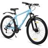 HH HILAND HILAND Mountain Bike 26/27,5 pollici, per donne e adulti, mountain bike a 21 marce, con telaio in alluminio, freni a doppio disco, uomo e donna, mountain bike, nero/verde/blu/viola