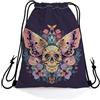 Generic Sport String Zaino Skull Butterfly Zaino con Coulisse Best Friends 36x42cm | Palestra Borsa resistente Sacca Zaino Sportiva per nuotare Viaggio Festa
