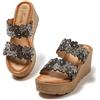 JOMIX Ciabatte Moda Donna Zeppa Estive Sandali Fiori Strass Eleganti Comode Sabot Piattaforma Mare Casa Vacanze Antiscivolo Leggere