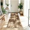 DEFYNEE Tappeto Läufer 60 x 180 cm, antiscivolo, tappeto a pelo corto per cucina, lavabile, pieghevole, design astratto per ingresso, cucina, soggiorno e ufficio, marrone
