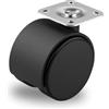 Ecovelo' Set Rotelle Pivotanti Nere Ø 50mm Senza Freno per Mobili con Piastra in Acciaio - Realizzate in plastia rigida - Senza Freno - Ideali per Sedie da Ufficio o Tavoli Bassi (1 pz)