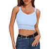 WOWENY Crop Tank Top da Donna Estivo con Scollo a V con Pizzo, Sexy, Senza Maniche, Senza Pancia, Croptop in Pizzo