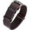 BINLUN Cinturini per Orologi in Pelle Cinturino Orologio in Cuoio Oliata Cavallo Pazzo 18mm 19mm 20mm 21mm 22mm 24mm Cinturini di Ricambio in Un Pezzo per Uomo e Donna con Fibbia Argento/Nero