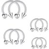 Rajnard Anello del Naso Piercing e Sostituzione Palla Argento Nero 16G Acciaio Chirurgico Ferro di Cavallo Setto Labbro Elice Cartilagine Tragus Daith Orecchini 6 8 10 12mm per Donne e Uomini