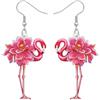 LONYOO Acrilico Carino Rosa Fenicottero Orecchini a Goccia Gioielli Dolci Fenicottero Regali per Donna Ragazze Uccelli Charms