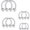 Rajnard Anello del Naso Piercing e Sostituzione Palla Argento Nero 16G Acciaio Chirurgico Ferro di Cavallo Setto Labbro Elice Cartilagine Tragus Daith Orecchini 6 8 10 12mm per Donne e Uomini