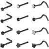 Rajnard Anneau de Nez Noir Vis Acier 0.6/0.8/1.0mm Barre Nostril 7mm Forme L pour Femmes Hommes Bijoux Piercing 22g / 20g / 18g