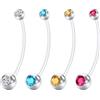 Rajnard 6-38mm Barre Ombelico e Gravidanza Ombelico Bar 14G Argento Ombelico Piercing plastica Flessibile maternità Ombelico Bar Acciaio Chirurgico Strass Pancia Piercing Gioielli