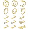 Rajnard 18PCS 316L Chirurgico in Acciaio Naso Anello Borchie 20G Oro L-Forma Naso Vite Anelli a Cerchio per Le Donne Ragazze in Acciaio Inox Nostril Piercing Gioielli