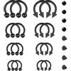 Rajnard Anello del Naso Piercing e Sostituzione Palla Argento Nero 16G Acciaio Chirurgico Ferro di Cavallo Setto Labbro Elice Cartilagine Tragus Daith Orecchini 6 8 10 12mm per Donne e Uomini